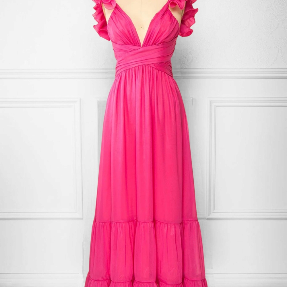 Pink Ruffle Maxi Dress